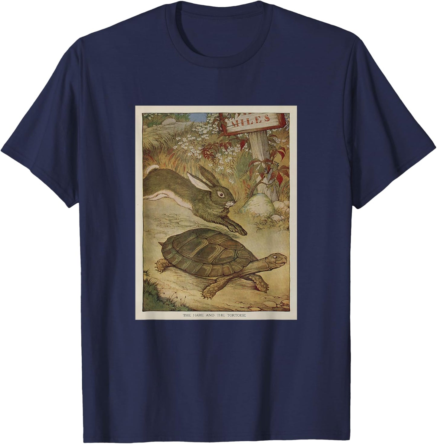 Aesop's Fables - Tortoise and The Hare T-Shirt - T-Shirt | Navy
