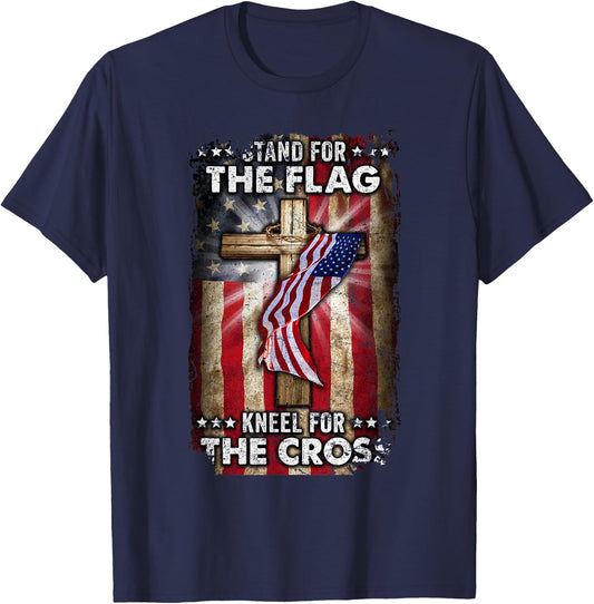 USA Flag Religious Quote 4th of July Christian Faith T-Shirt - T-Shirt | Navy