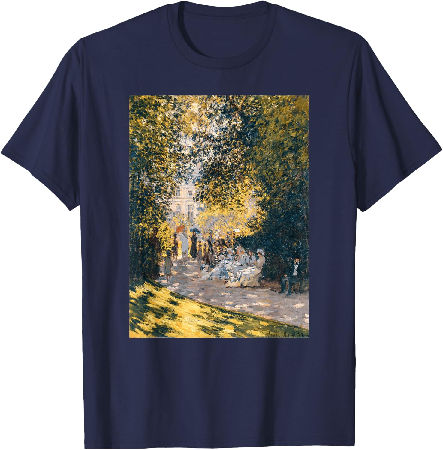 Monet's The Parc Monceau Modern Art Famous Painting T-Shirt - T-Shirt | Navy