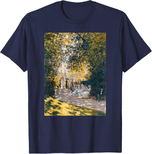 Monet's The Parc Monceau Modern Art Famous Painting T-Shirt - T-Shirt | Navy