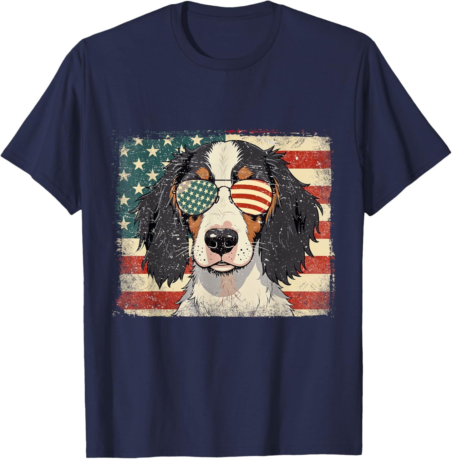 Patriotic English Setter Dog Lover USA Flag 4th Of July Men Women Kids T-Shirt - T-Shirt | Navy