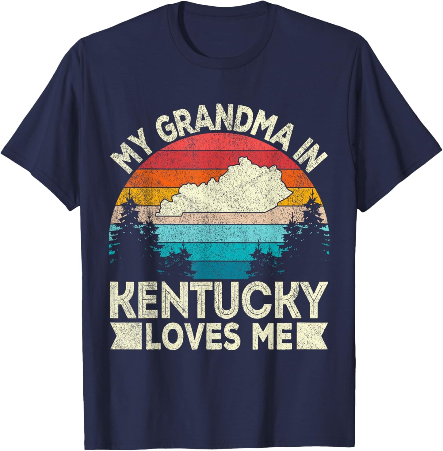 My Grandma In Kentucky Loves Me Retro Kentucky Grandma T-Shirt - T-Shirt | Navy