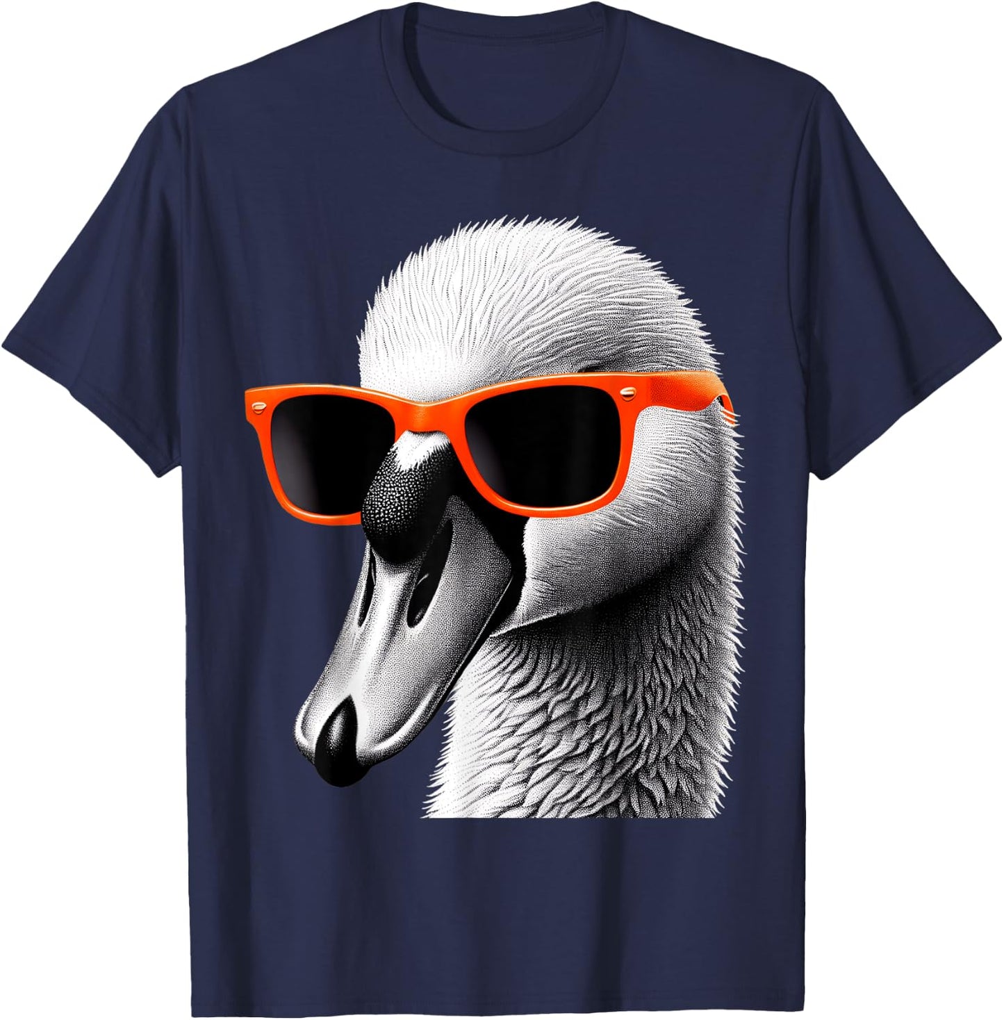 Cool Swan Bird Wearing Sunglasses Graphic Art T-Shirt - T-Shirt | Navy