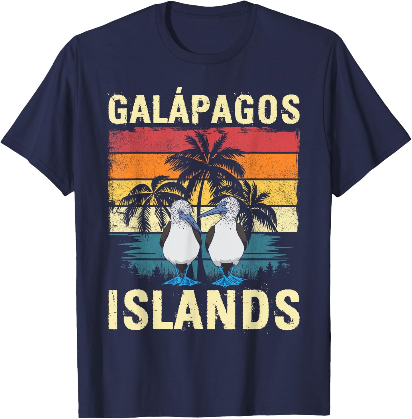 Vintage Blue-footed Booby Galapagos Islands T-Shirt - T-Shirt | Navy