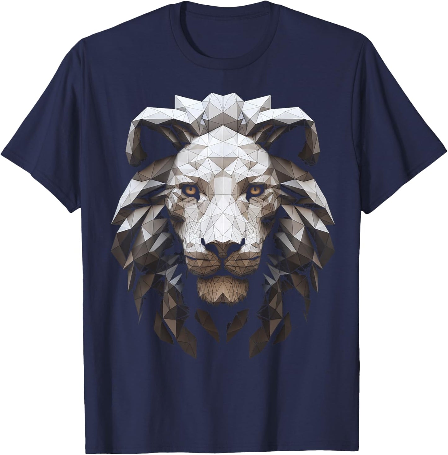 White Lion Polygon - Animal Art Lion T-Shirt - T-Shirt | Navy