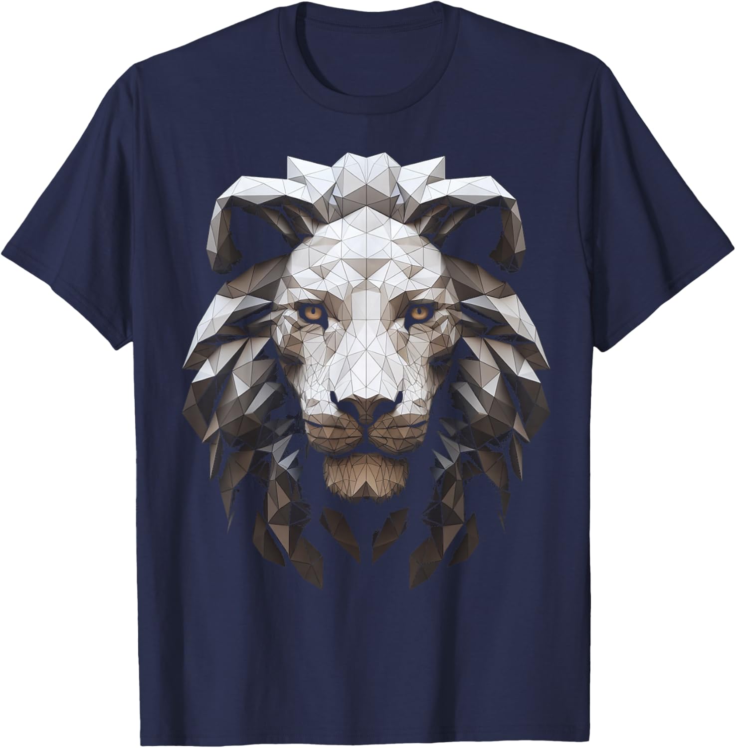 White Lion Polygon - Animal Art Lion T-Shirt - T-Shirt | Navy