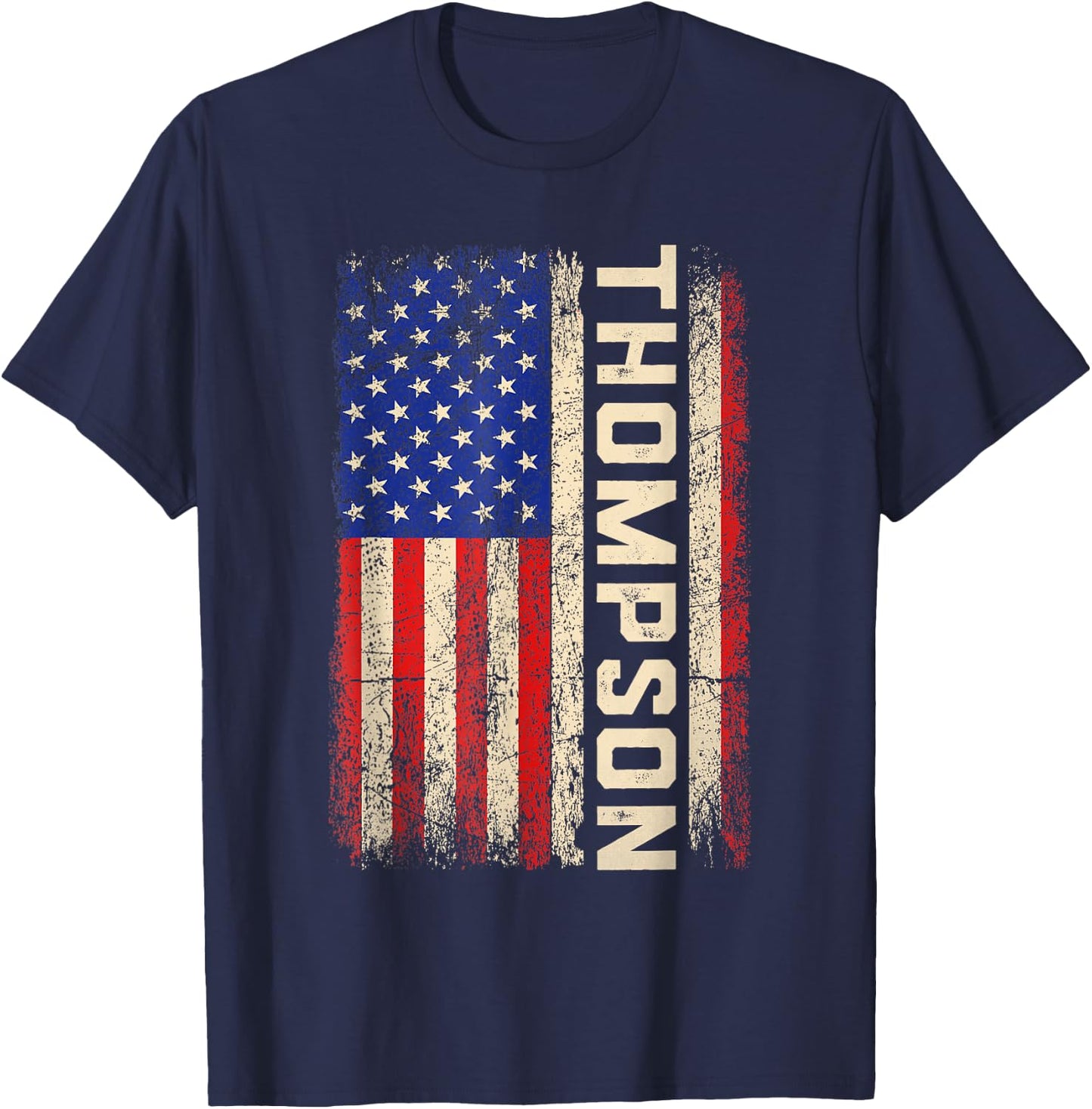 Thompson Last Name Shirt Thompson Name American Flag T-Shirt - T-Shirt | Navy