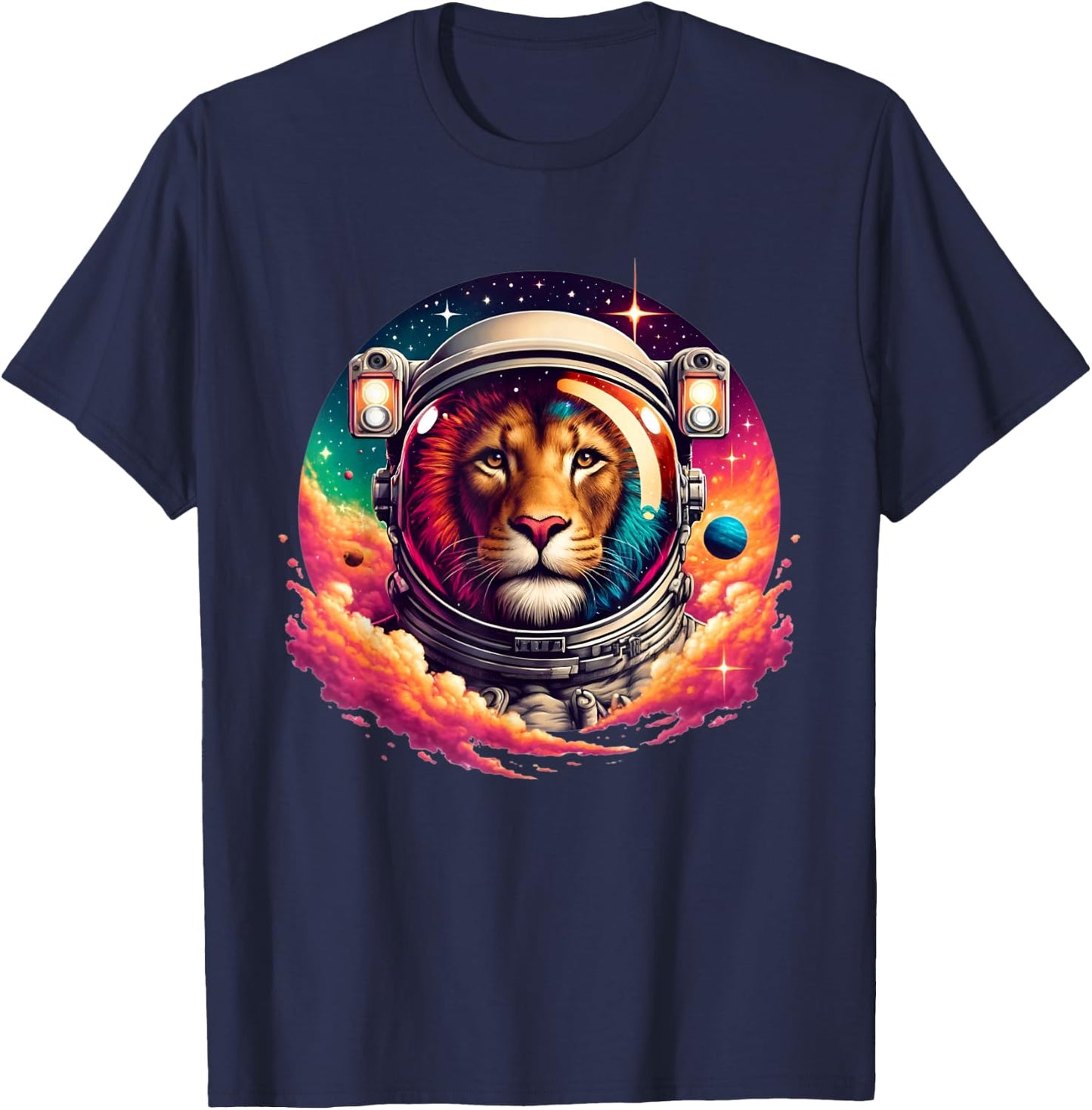 Lion Astronaut Space Hiker T-Shirt - T-Shirt | Navy
