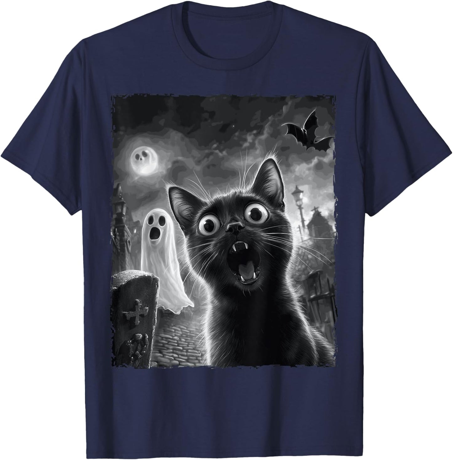 Funny Cat Halloween T-Shirt - T-Shirt | Navy