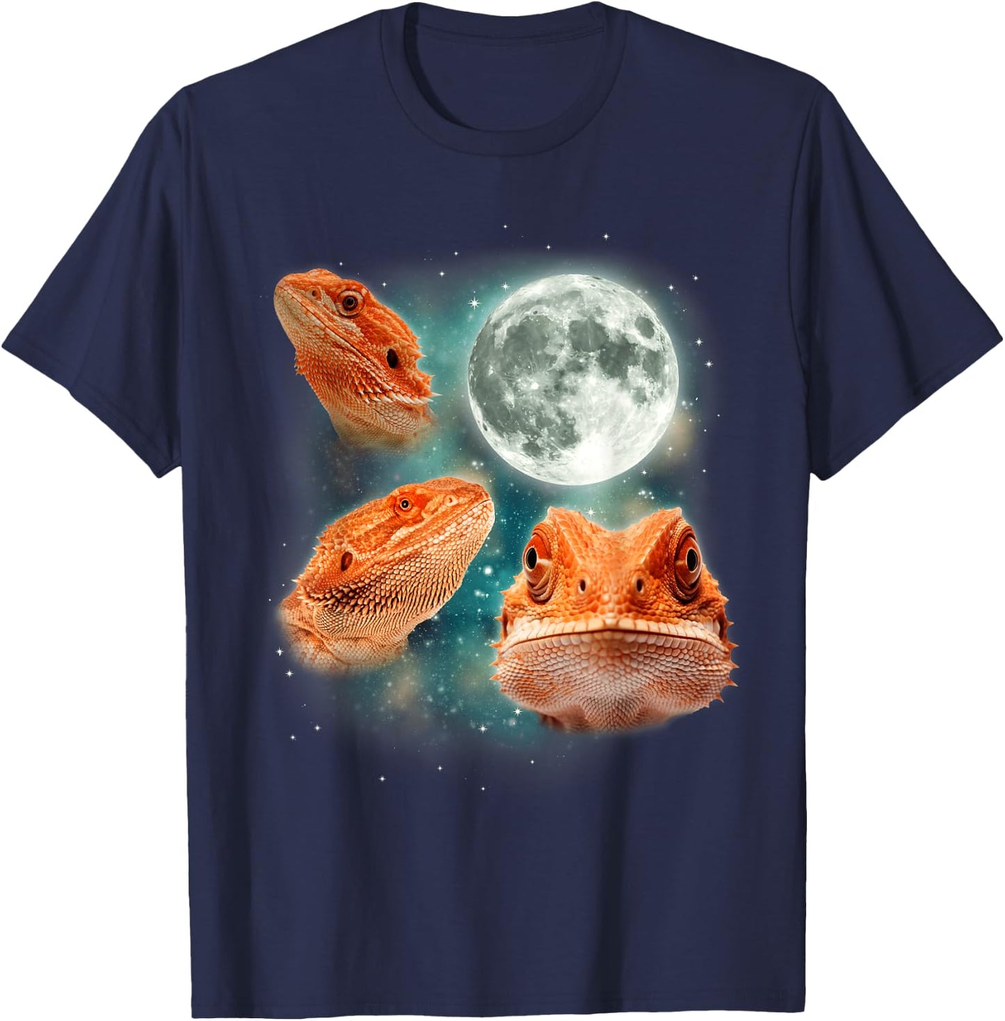Three Bearded Dragons 3 Moon Reptile Exotic Lizard Parody T-Shirt - T-Shirt | Navy