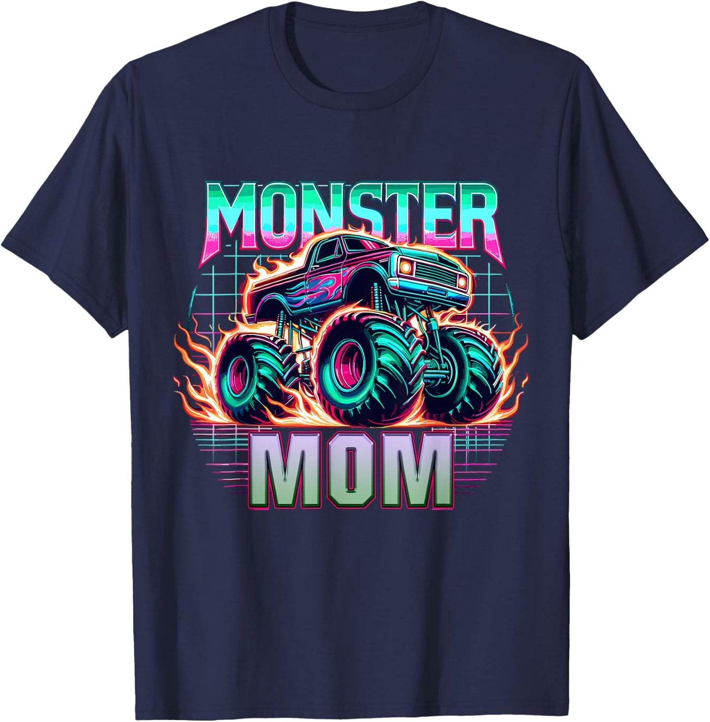 Monster Truck Mom Monster Truck Are My Jam Truck Lovers T-Shirt - T-Shirt | Navy