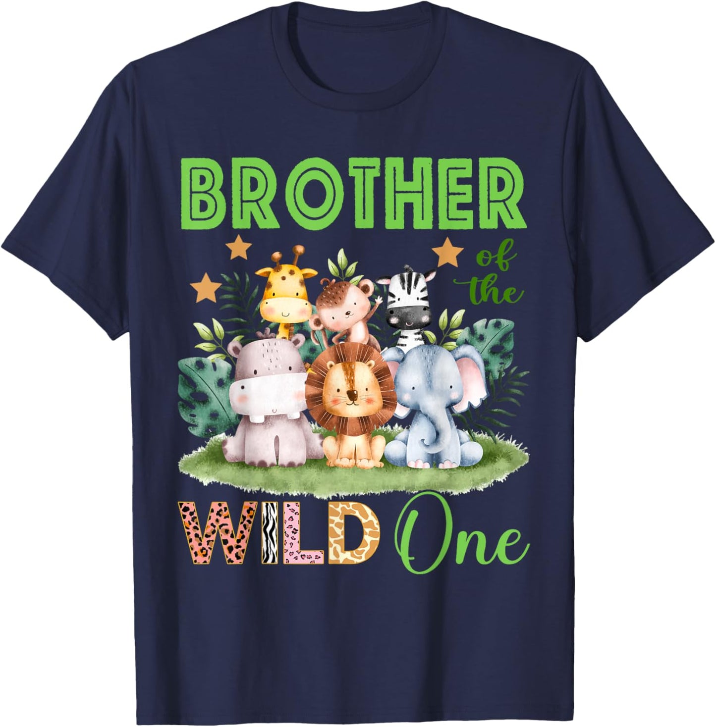 Brother Of The Wild One 1st Birthday Safari Family Matching T-Shirt - T-Shirt | Navy