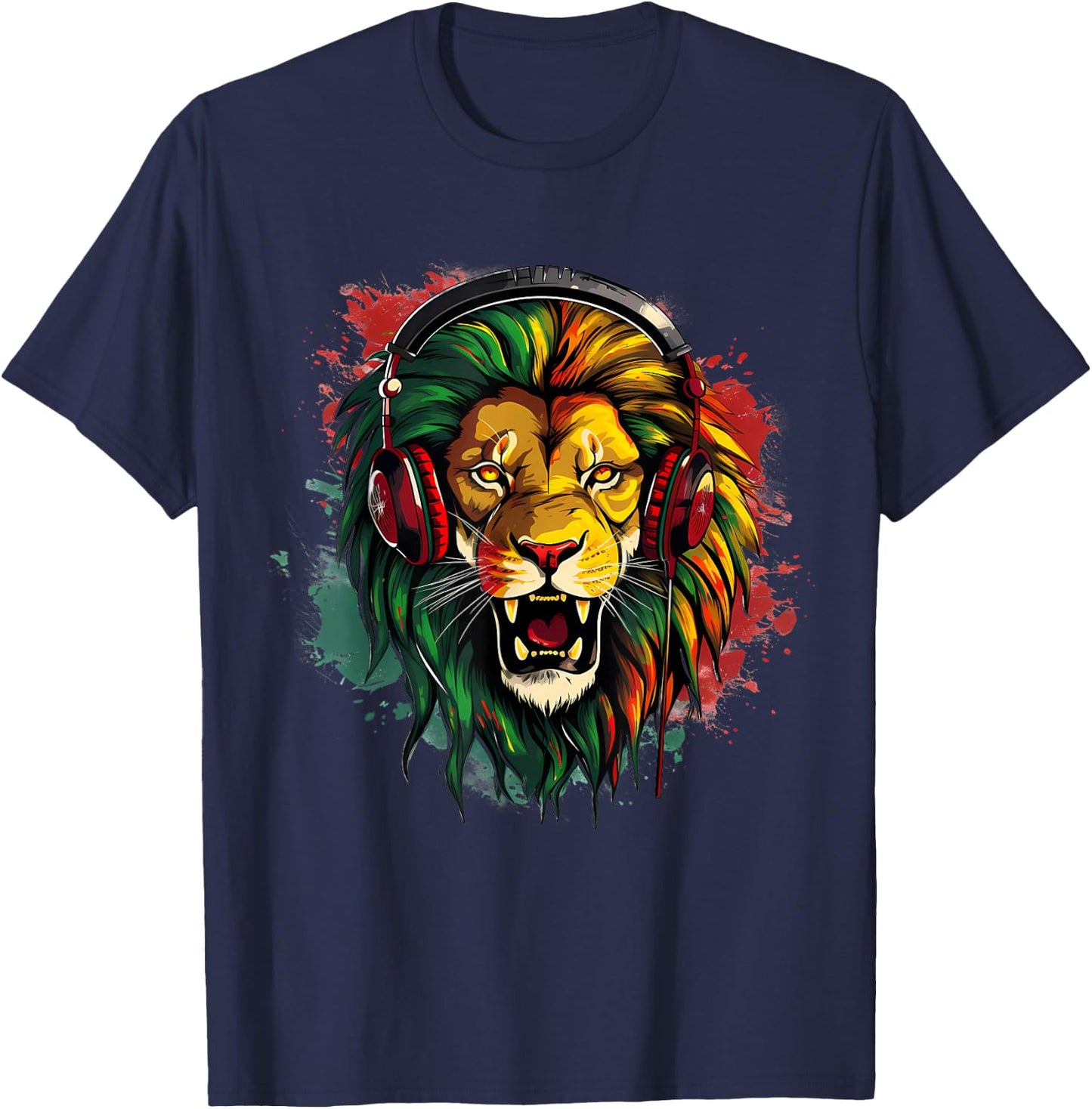 Reggae Music Rasta Pride Rasta Reggae Lion Rastafari Jamaica T-Shirt - T-Shirt | Navy