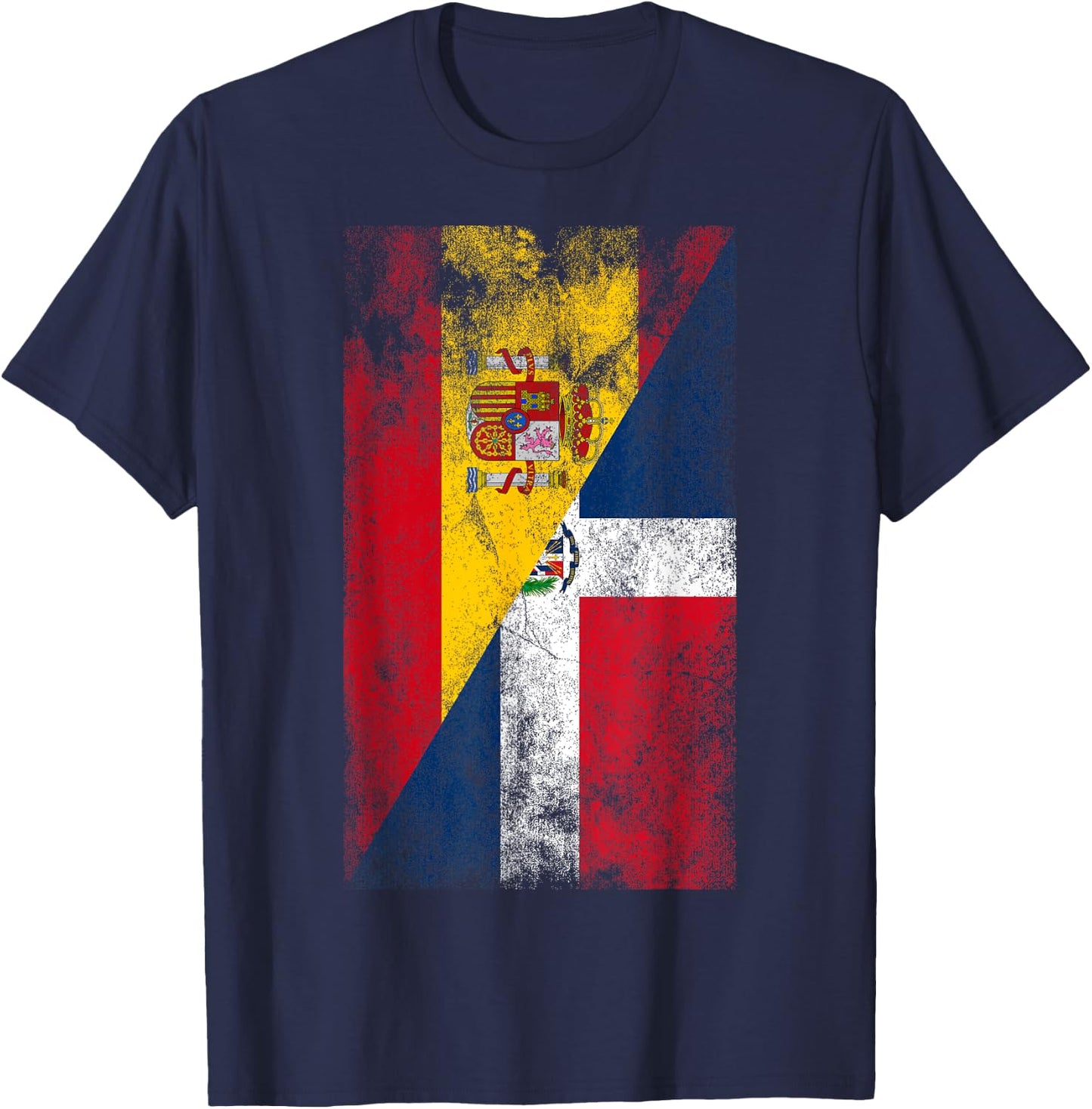 Spain & Dominican Republic Flags - Spanish Dominican T-Shirt - T-Shirt | Navy