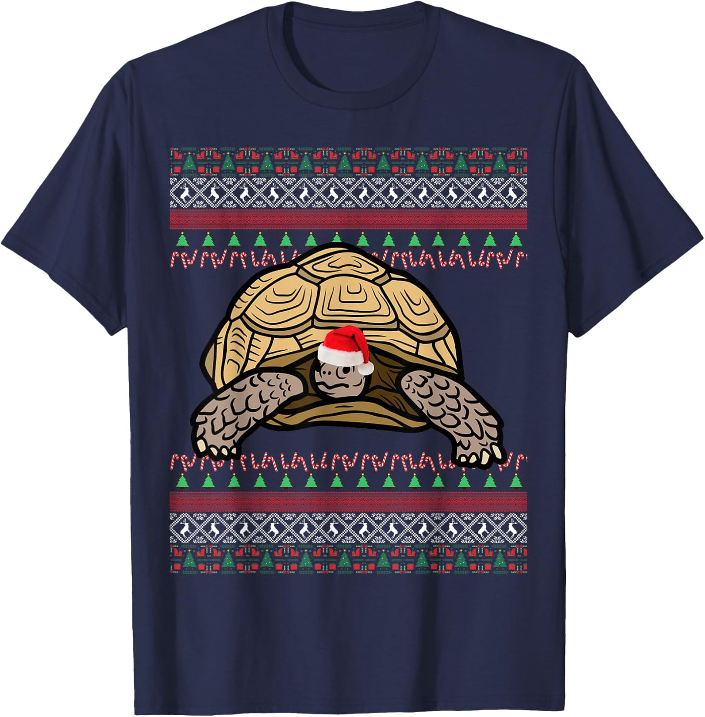 African Sulcata Tortoise Christmas T-Shirt - T-Shirt | Navy
