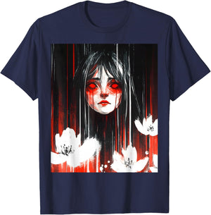 Japan Horror Anime Manga Japanese Creepy Kawaii Goth T-Shirt - T-Shirt | Navy