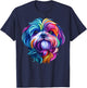 Colorful Shih Tzu Face Cute Puppy Dog Lover Men Women Black T-Shirt - T-Shirt | Navy