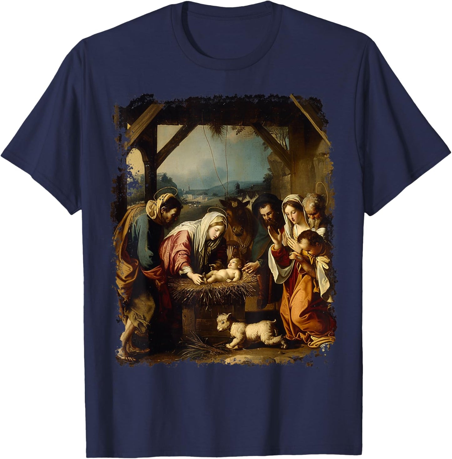 Christmas Birth of Jesus Christ T-Shirt - T-Shirt | Navy
