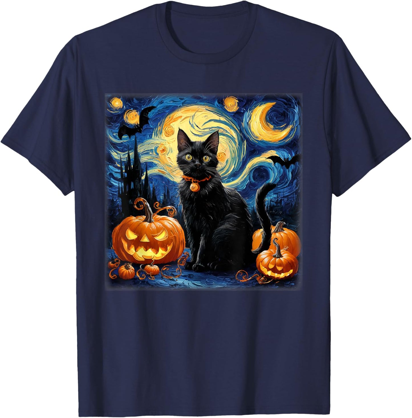 Fun Halloween Cat Lovers Van Gough Halloween Costume T-Shirt - T-Shirt | Navy