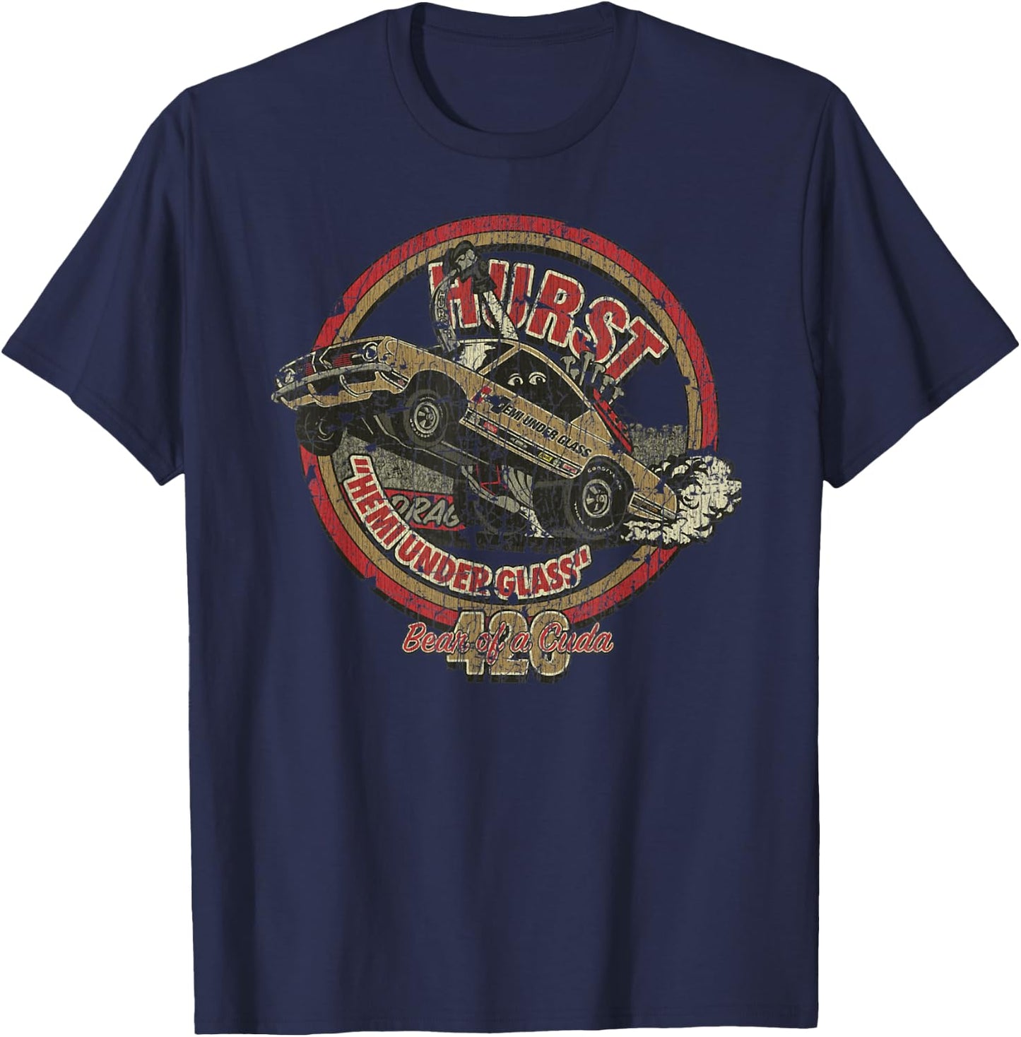 426 Hemi 'Bear of a Cuda' Barracuda , Small, Black T-Shirt - T-Shirt | Navy