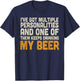 Funny Beer Drinking Shirt Multiple Personalities T-Shirt - T-Shirt | Navy