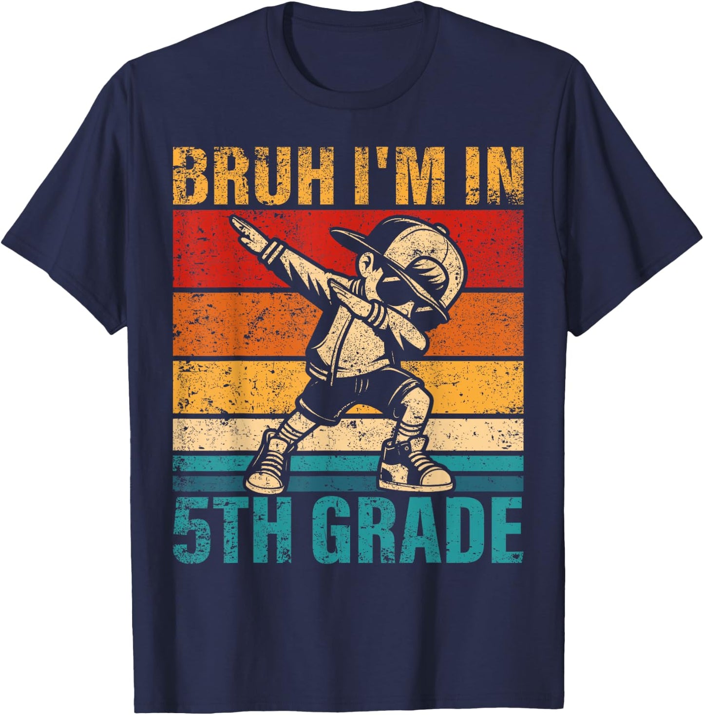 Fifth Grade Dabbing Boy Bruh i'm in 5th Grade Student T-Shirt - T-Shirt | Navy