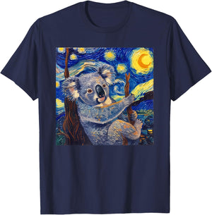 Koala Van Gogh Style Starry Night T-Shirt - T-Shirt | Navy