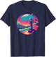 Synthwave Astronaut on the Beach, 1980s Retro T-Shirt - T-Shirt | Navy