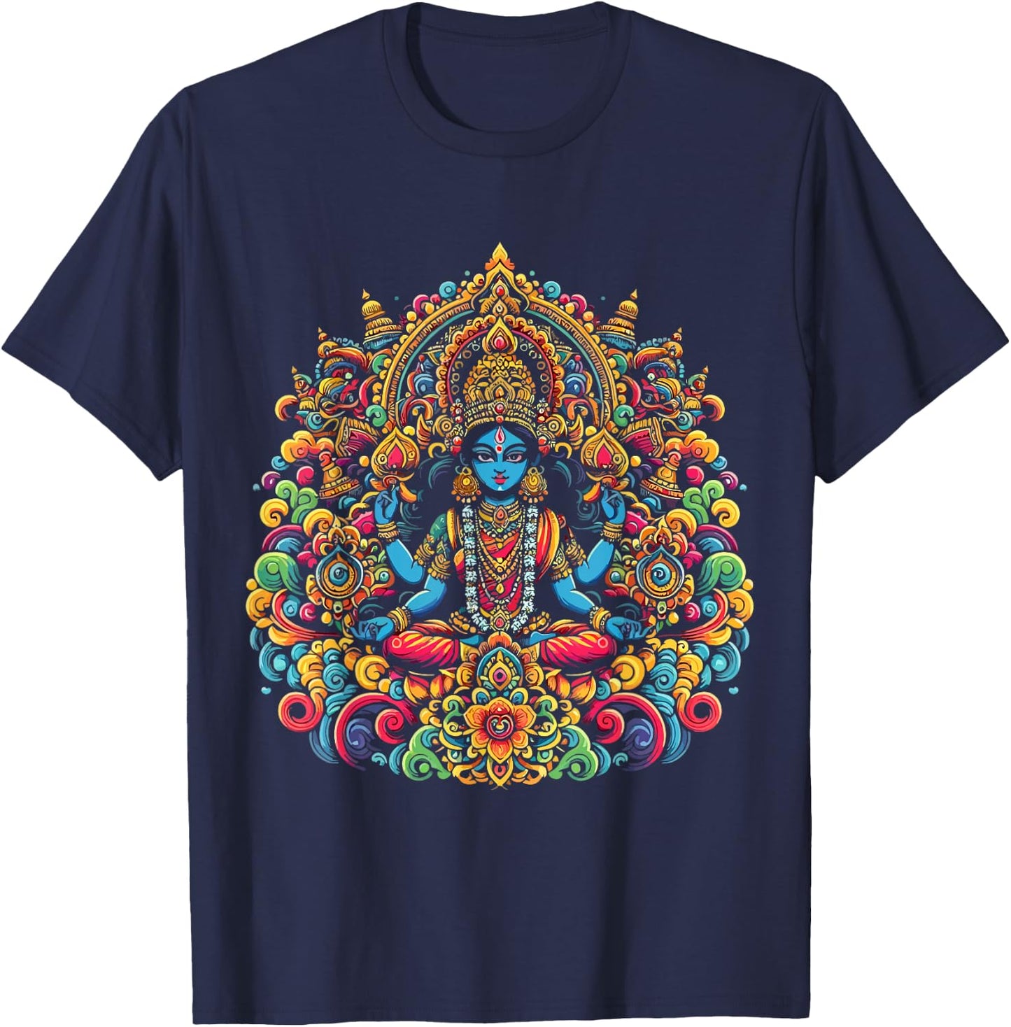 Kali Hindu Goddess Of Death Hindu Mother Fierce Warrior T-Shirt - T-Shirt | Navy
