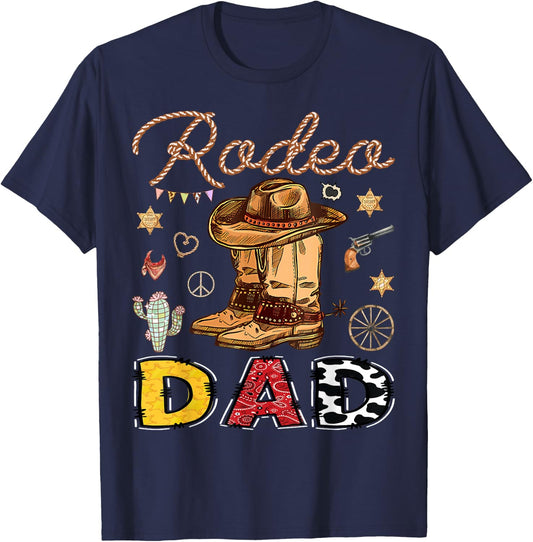 Rodeo Dad Western Birthday Cowboy Matching Family T-Shirt - T-Shirt | Navy