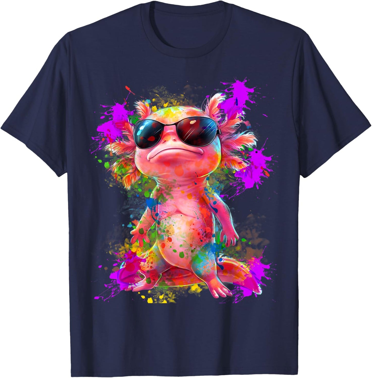 Cute Funny Colorful Axolotl Art Girls Boys Kids Women Men T-Shirt - T-Shirt | Navy