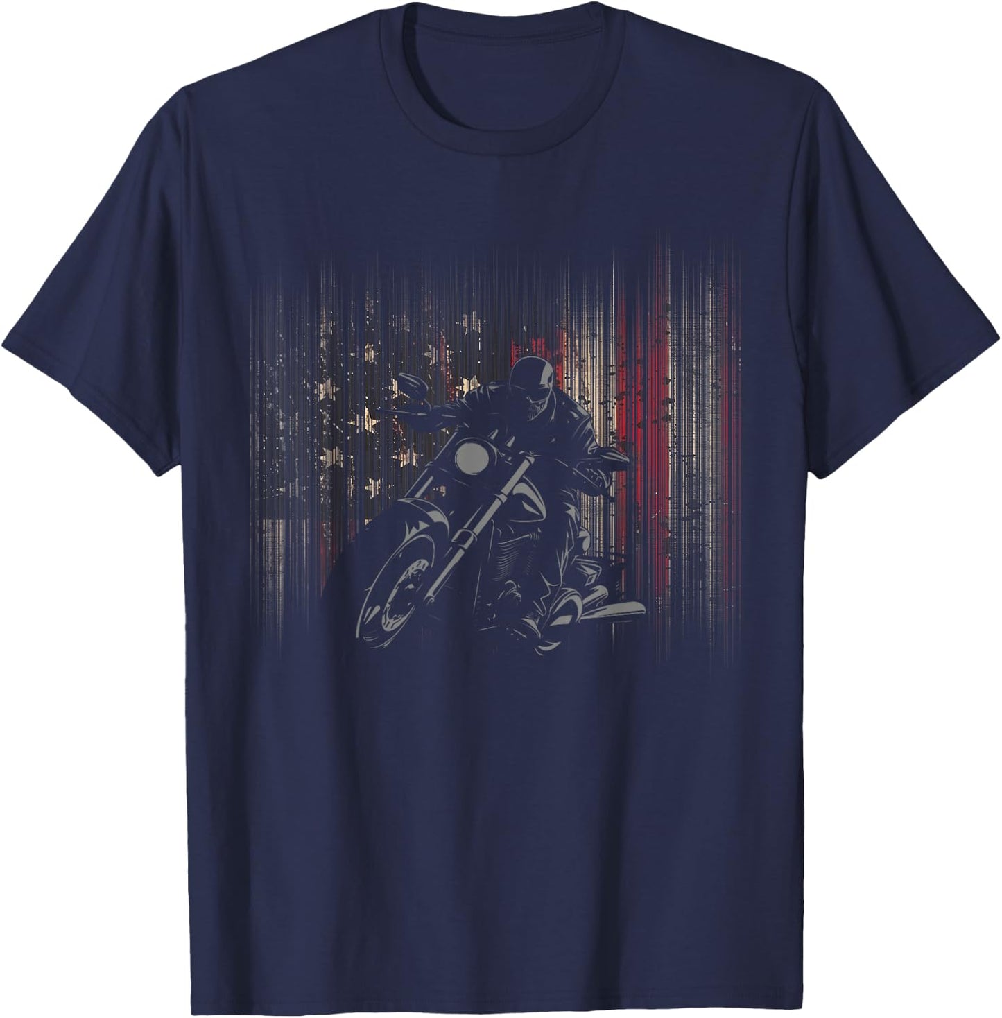 American Flag Motorcycle T-Shirt - T-Shirt | Navy