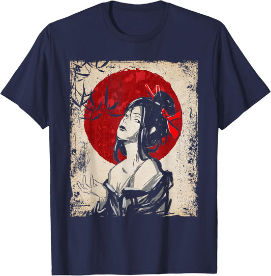 Japan Geisha Japanese Art Retro Women T-Shirt - T-Shirt | Navy