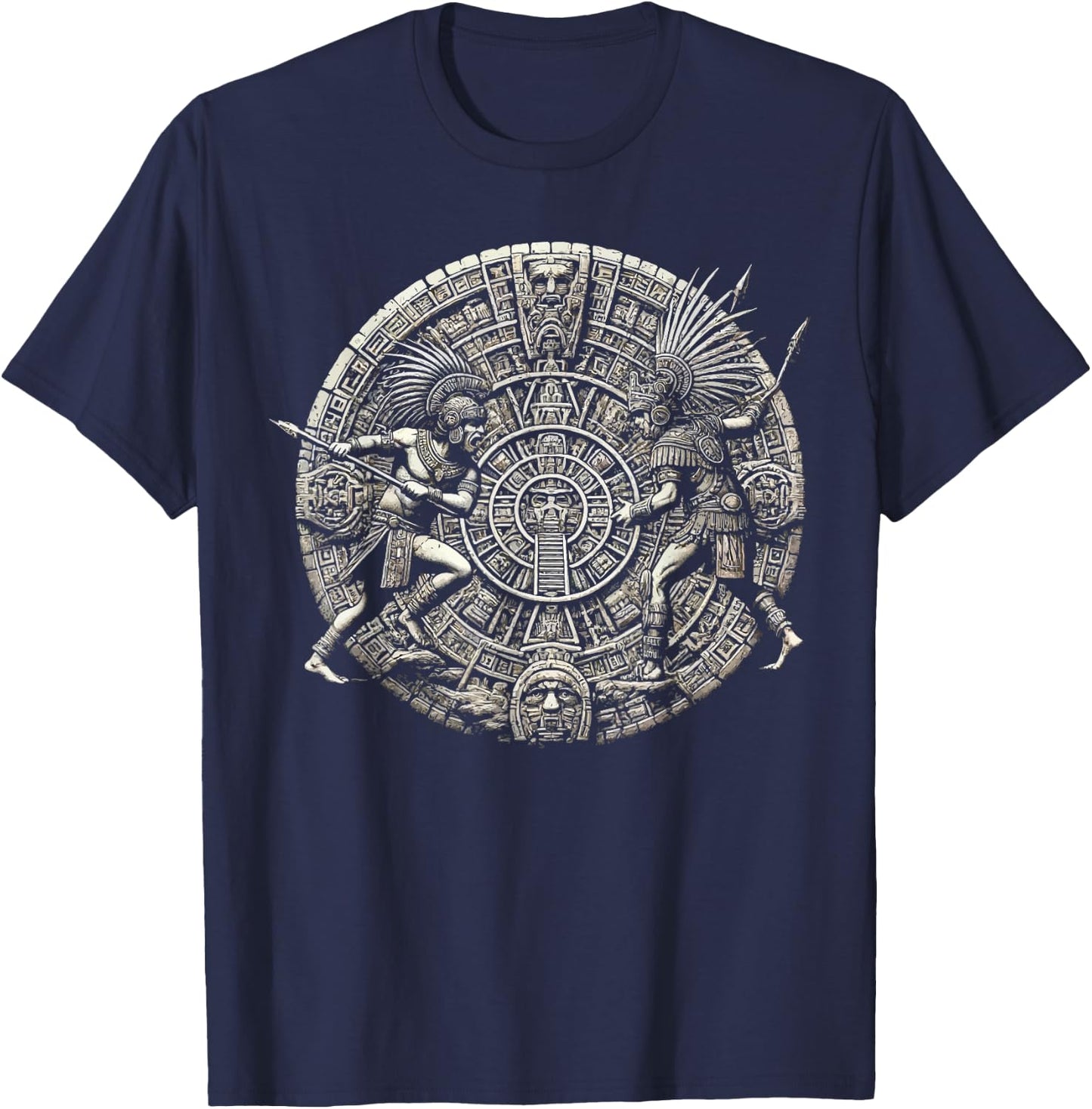 Aztec Warrior Mayan Indigenous Mexican Aztec Jaguar T-Shirt - T-Shirt | Navy
