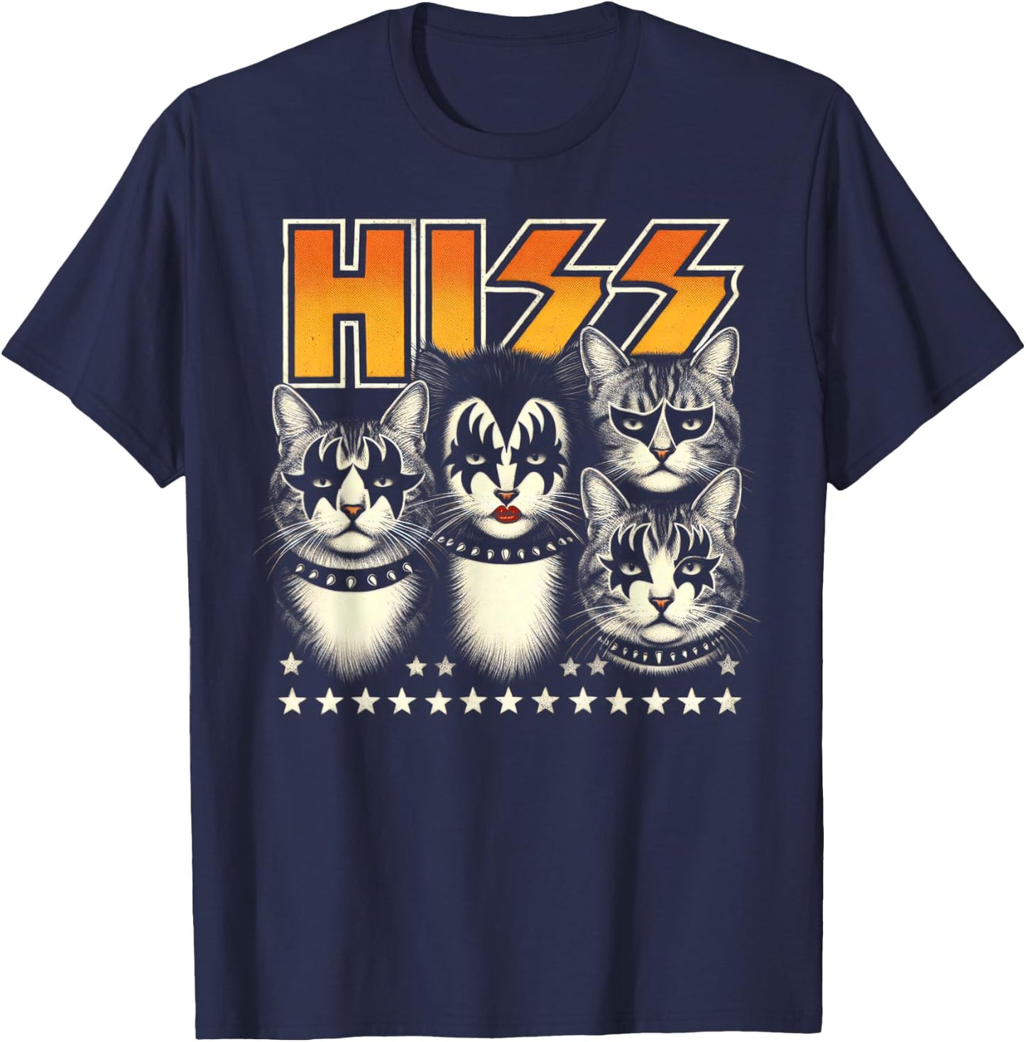 Hiss Funny Cats Kittens Rock Rockin Birthday Gifts Idea T-Shirt - T-Shirt | Navy