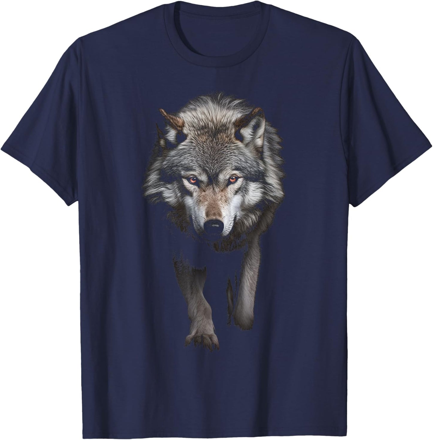 Wolf Animal Motif Illustration Wolf T-Shirt - T-Shirt | Navy