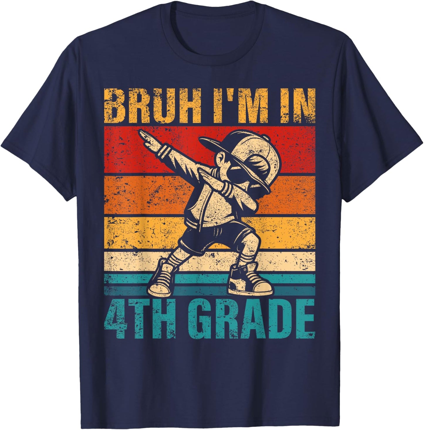 Fourth Grade Dabbing Boy Bruh i'm in 4th Grade Student T-Shirt - T-Shirt | Navy