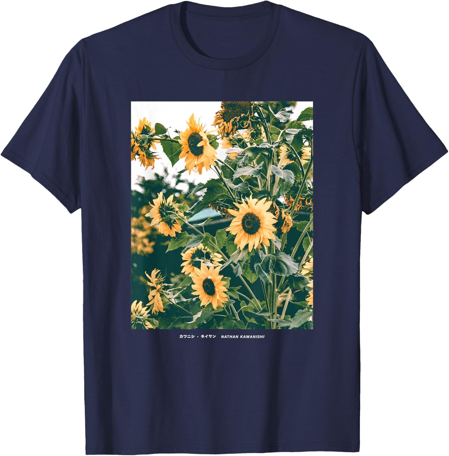 Floral Sunflower Streetwear Aesthetic Fashion Small T-Shirt - T-Shirt | Navy