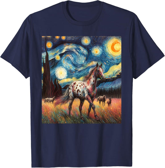 Appaloosa Horse Starry Night Painting T-Shirt - T-Shirt | Navy