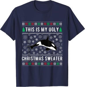Santa xmas orca lover This is my Orca ugly christmas sweater T-Shirt - T-Shirt | Navy