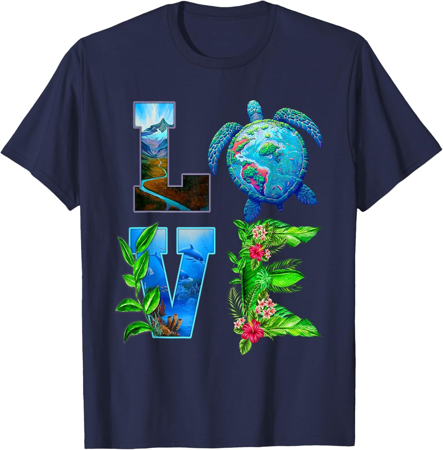 Love World Earth Day Planet Anniversary Turtle T-Shirt - T-Shirt | Navy