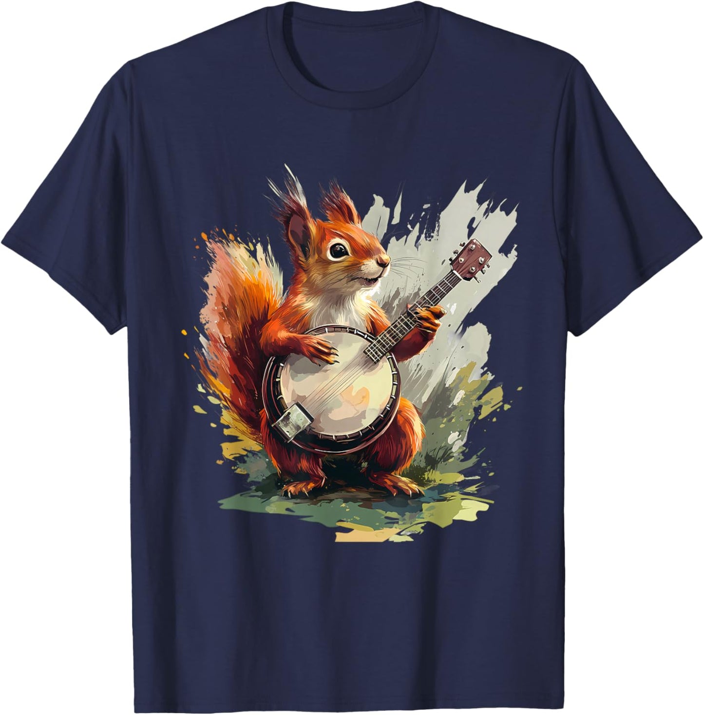 Squirrel Playing Banjo Squirrel Bluegrass Banjo Player T-Shirt - T-Shirt | Navy