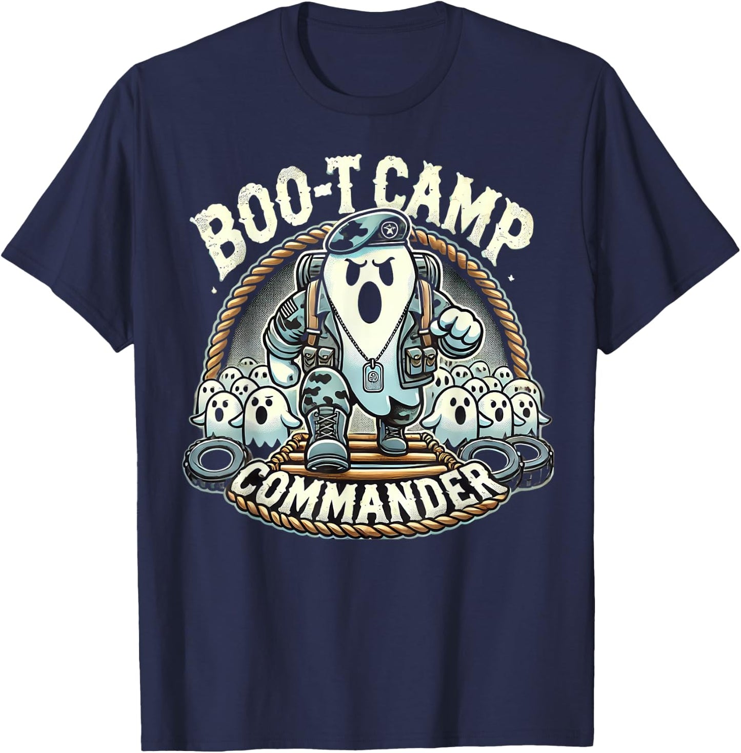 Boo-T Camp Commander Ghost Halloween Bootcamp T-Shirt - T-Shirt | Navy