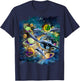Celestial Space Dolphin, Space Planets Galaxy Dolphins T-Shirt - T-Shirt | Navy