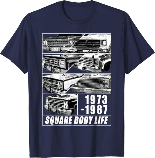 1973-1987 Square Body Truck Squarebody C10 K10 T-Shirt - T-Shirt | Navy