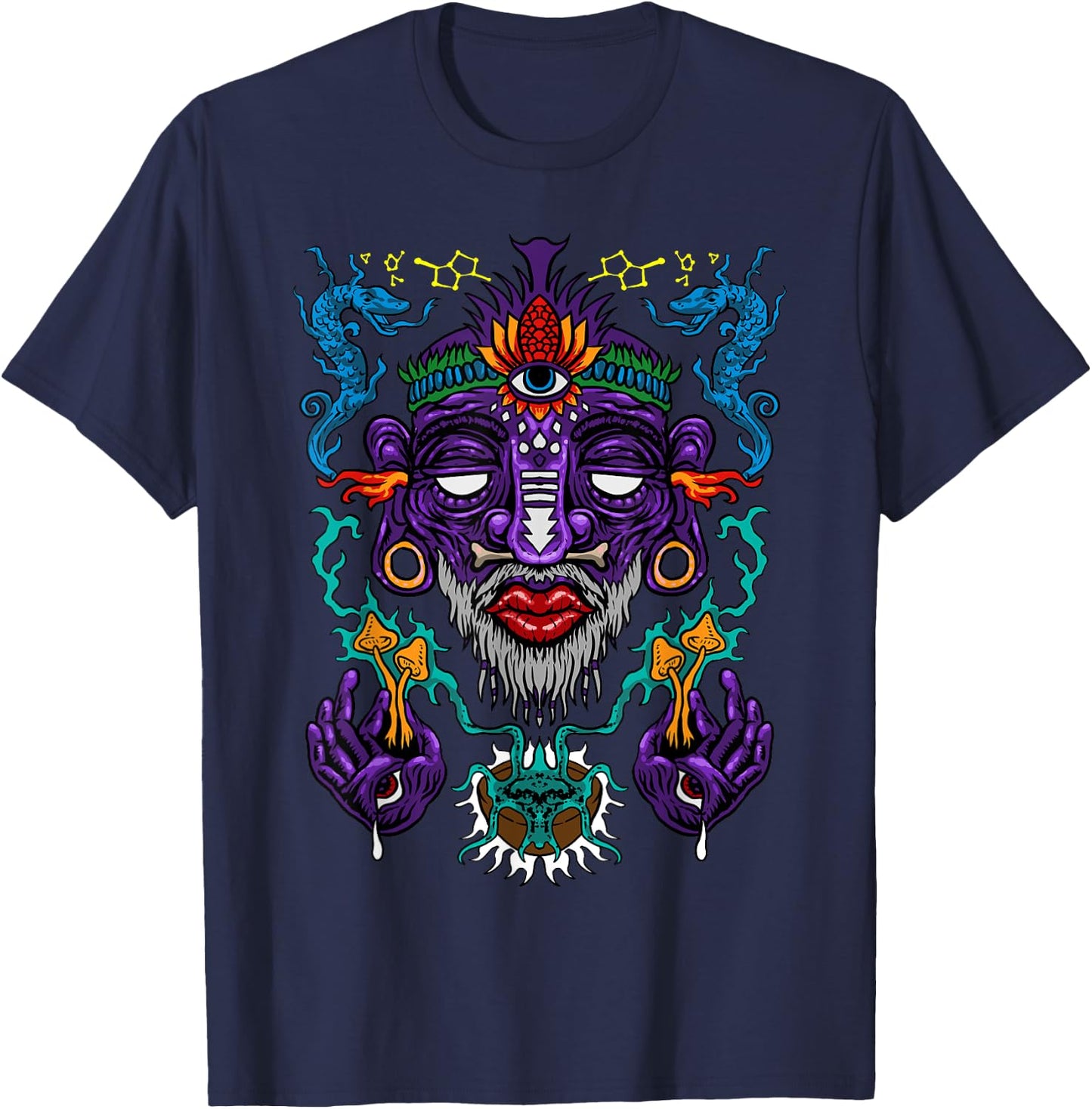 Colorful Witch Doctor | Psychedelic Shaman | Medicine Men T-Shirt - T-Shirt | Navy