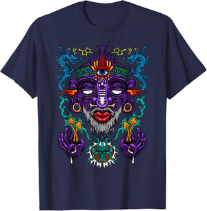 Colorful Witch Doctor | Psychedelic Shaman | Medicine Men T-Shirt - T-Shirt | Navy