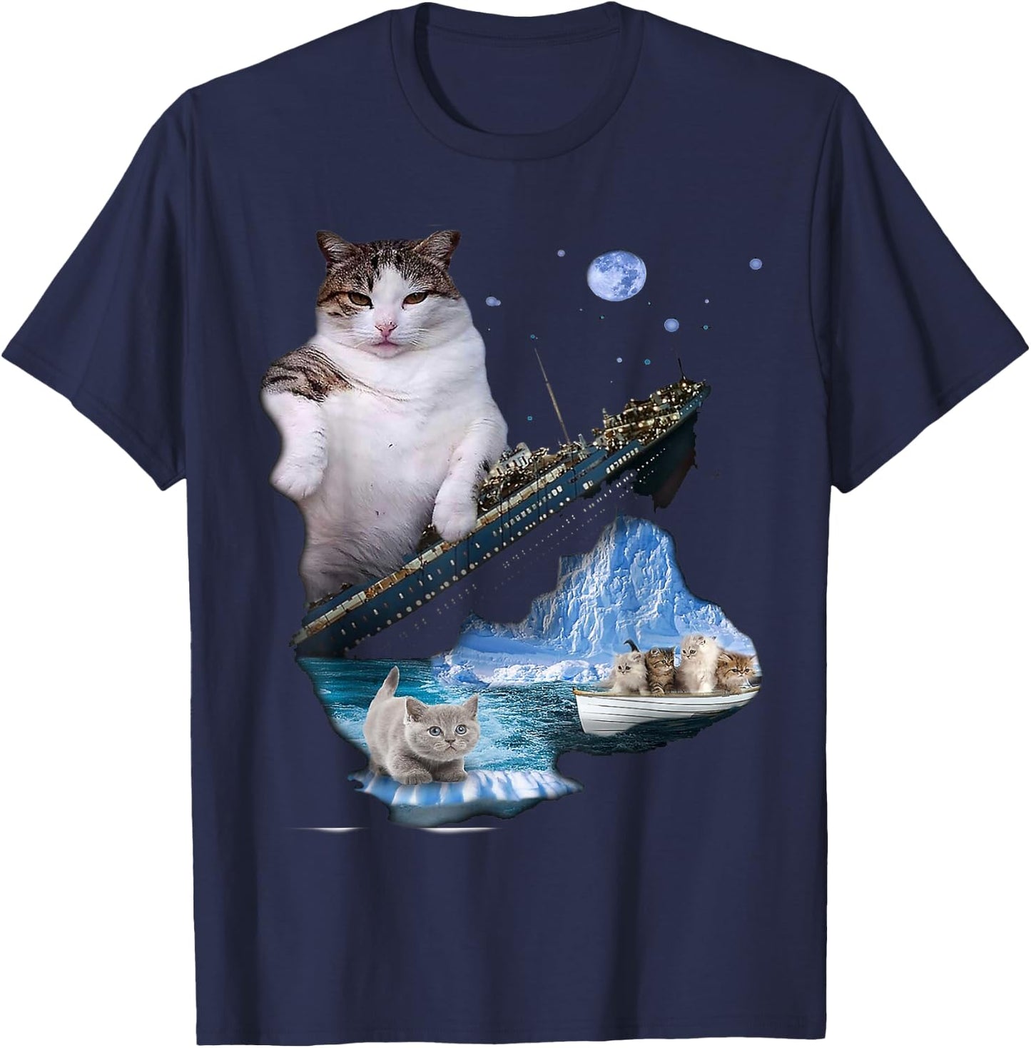 Titanic Cats T-Shirt - T-Shirt | Navy
