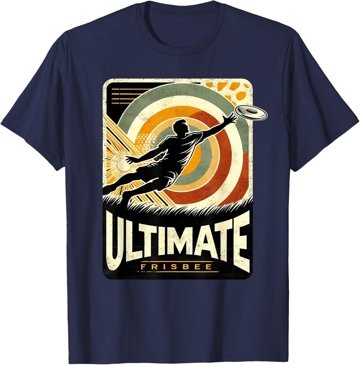 Retro Ultimate Frisbee Player Men Women Vintage Flying Disc T-Shirt - T-Shirt | Navy