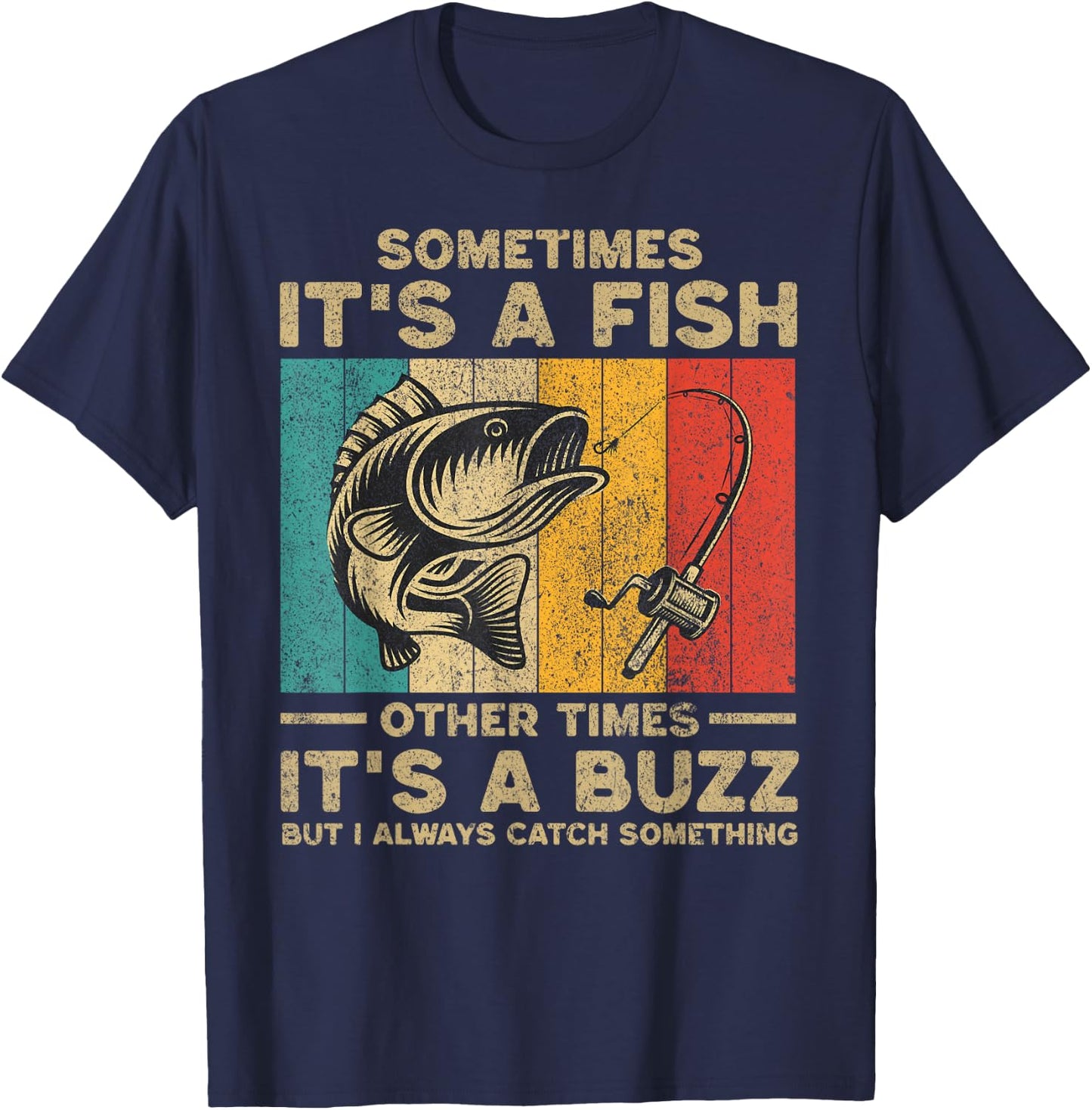 Funny Vintage Fishing Jokes Fisherman Bass Fish T-Shirt - T-Shirt | Navy